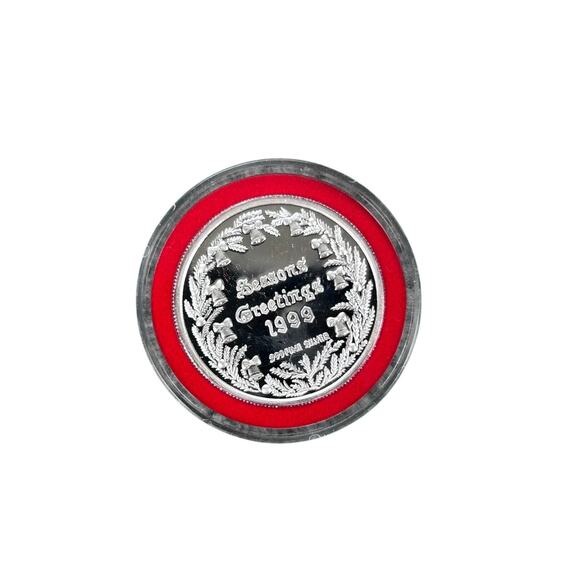 1oz Cowboy Santa Reindeer Season's Greetings Christmas .999 Fine Silver Round - Picture 3 of 4